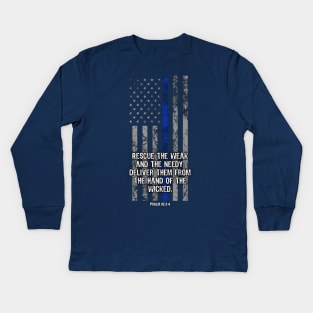 Thin Blue Line Flag Police Gifts Kids Long Sleeve T-Shirt